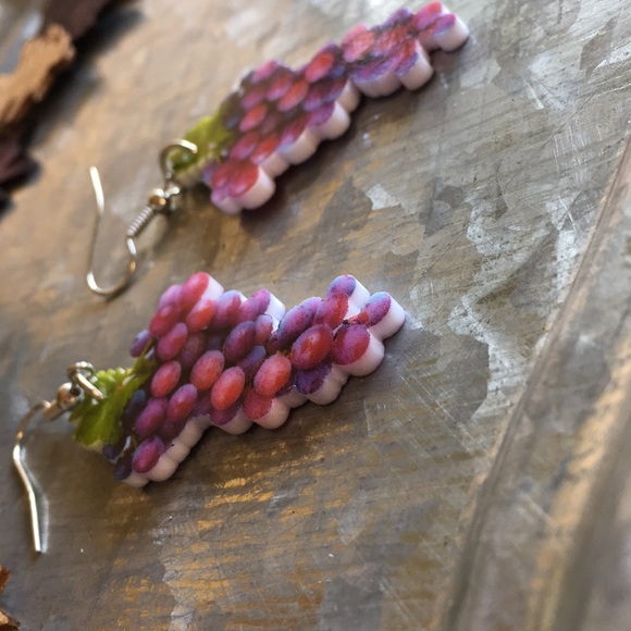 Grape Acrylic Earrings - Picture 3 of 8
